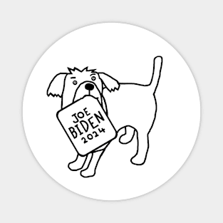 Dog with Joe Biden 2024 Sign Line Drawing Magnet